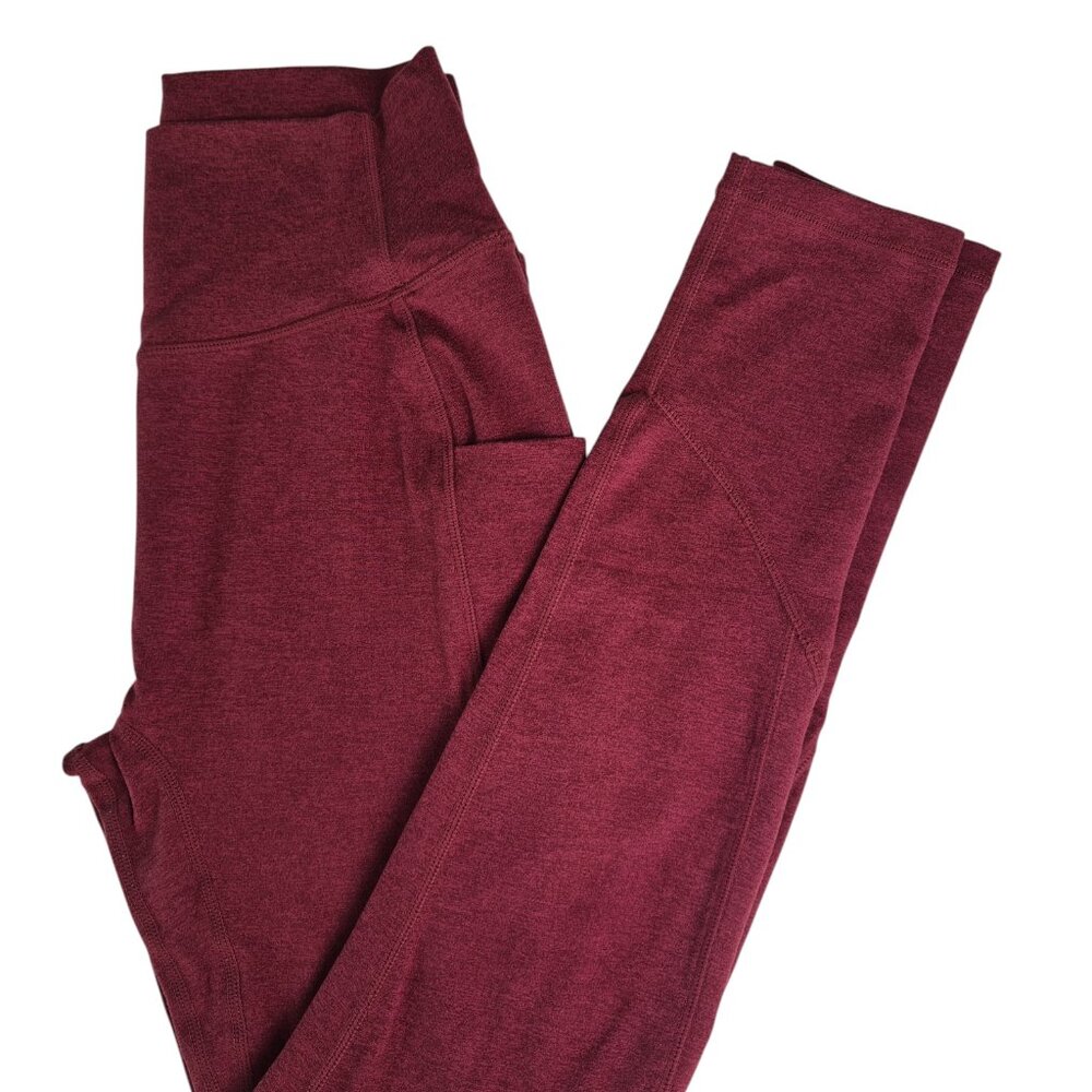 Stori Leggings Sz 6 Heavyweight Double Brush Soft Pockets Burgundy Heather Yoga - Picture 3 of 8